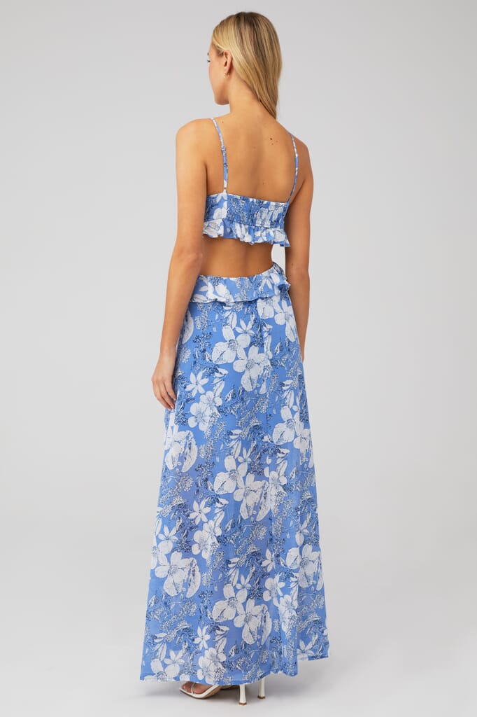 ASTR | Palace Dress in Blue White Floral | FashionPass