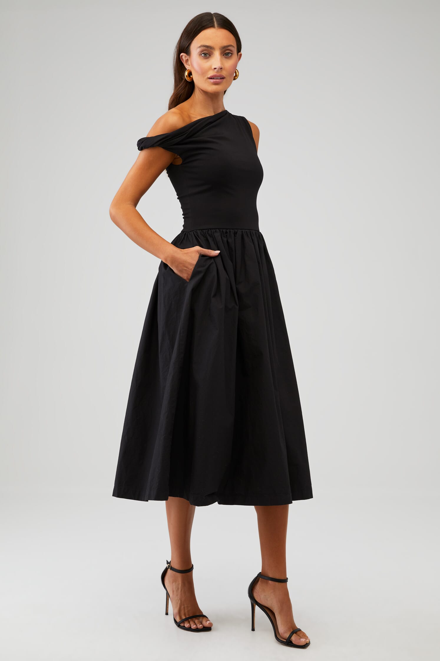En Saison Parker Mixed Media Midi Dress - Size M | Womens Formal Dresses | For Cocktail, Prom, Wedding Guest | Fashion Clothing Dress Rental