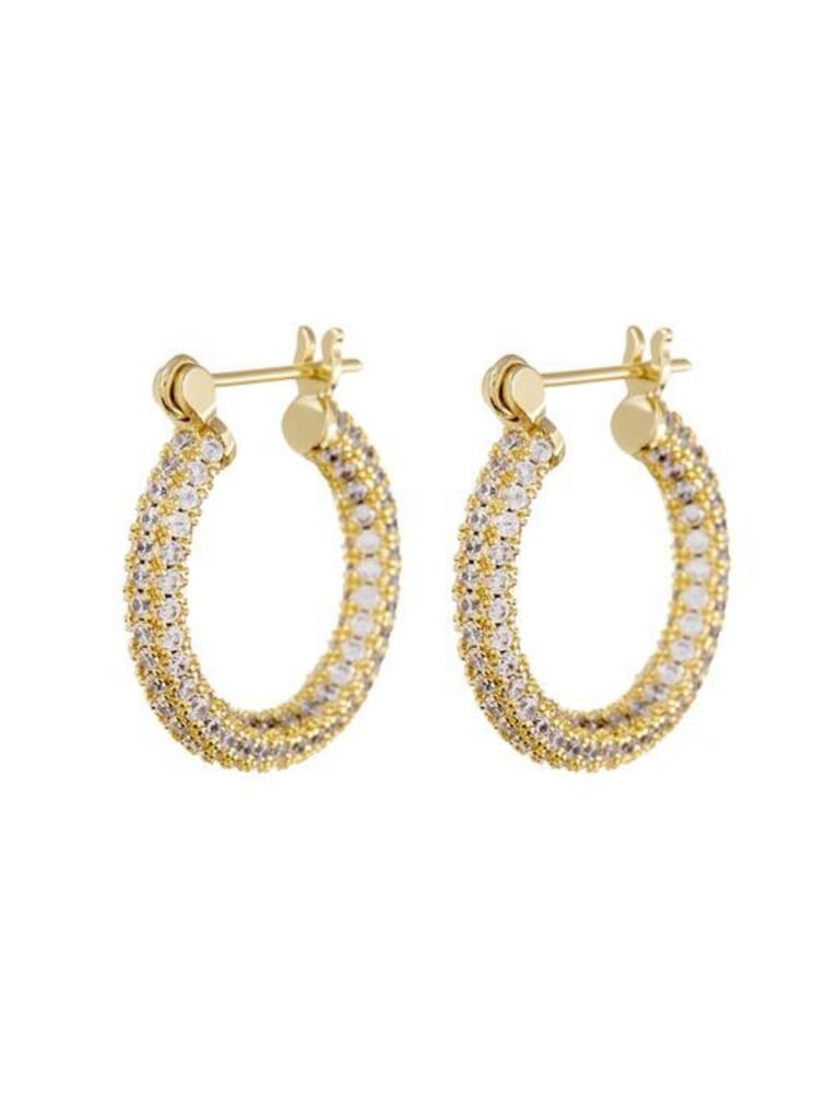 LUV AJ | Pave Baby Skinny Amalfi Hoops in Gold | FashionPass