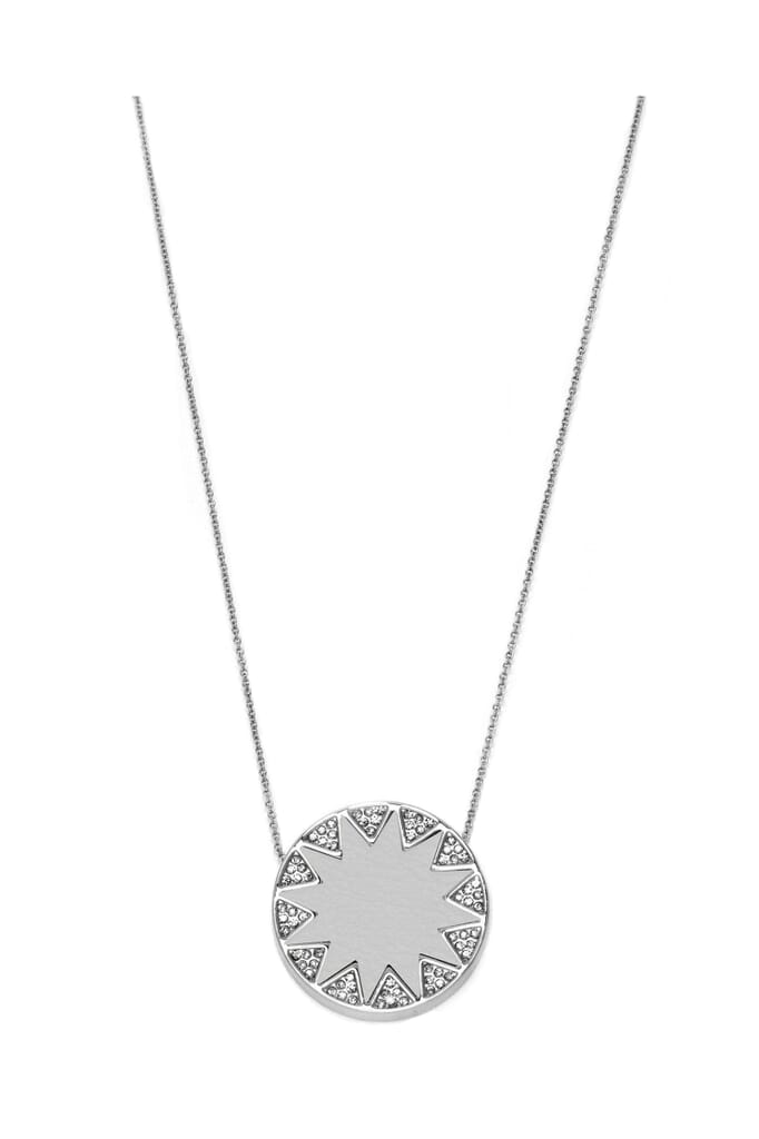 House of Harlow 1960 Pave Sunburst Necklace in Light Grey