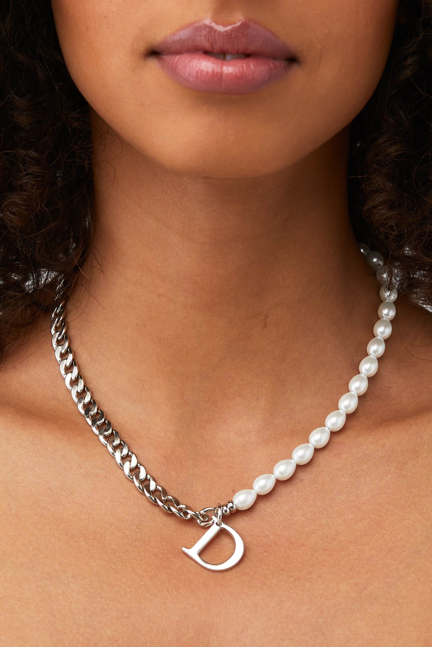 Joolz by Martha Calvo Pearl and Chain Initial Necklace
