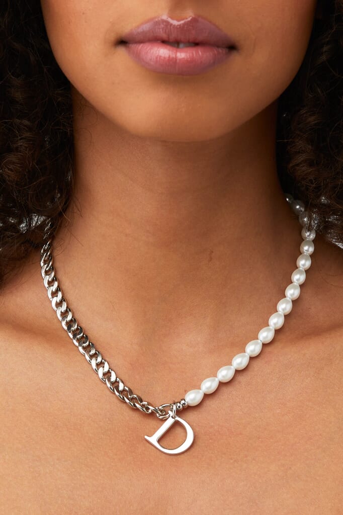 joolz by Martha Calvo | Pearl And Chain Initial Necklace in joolz by Martha Calvo | Pearl And Chain Initial Necklace in