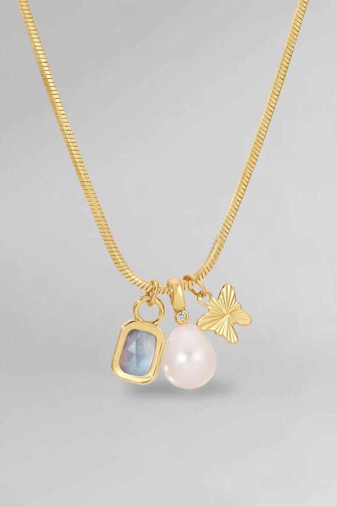 Natalie Wood Adorned Pearl Mini Beaded Necklace (GOLD)