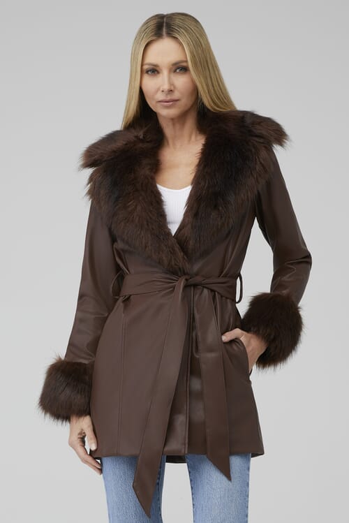 Show Me Your Mumu | Penny Lane Coat in Pink Faux Leather With Faux