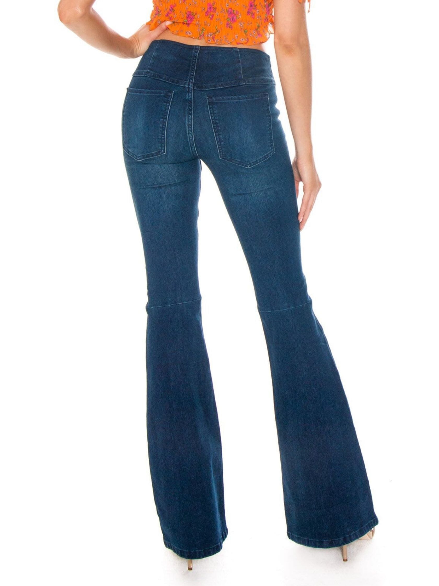 Free People | Penny Pull On Flare Jeans in Denim Blue| FashionPass