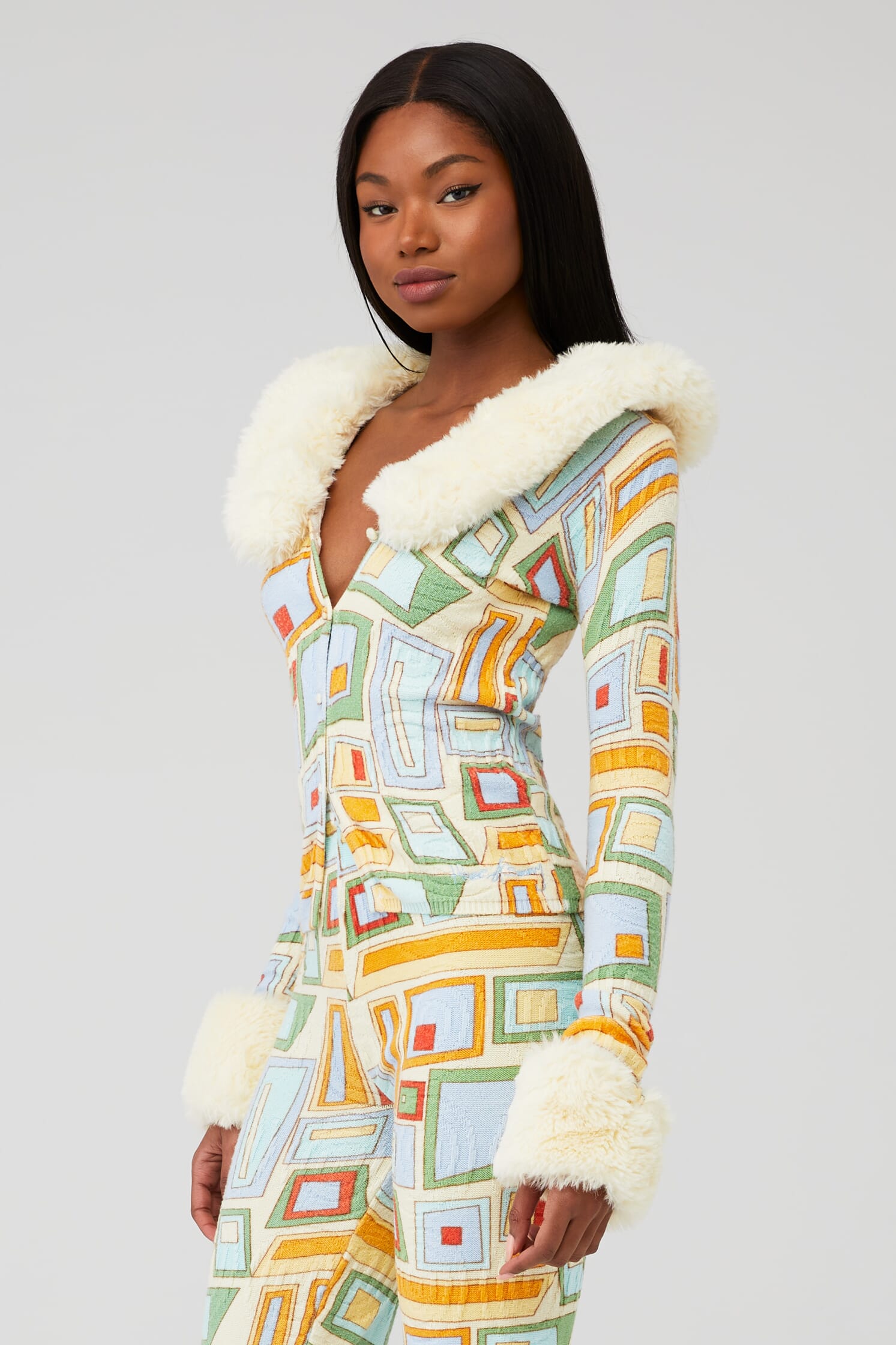 House Of Sunny | Pepperland Peggy Cardigan in Puzzle Print 