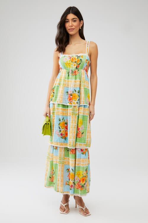 for love & lemons rosalyn mini dress in marigold green For Love & Lemons Rosalyn Mini Dress - Marigold main image 1