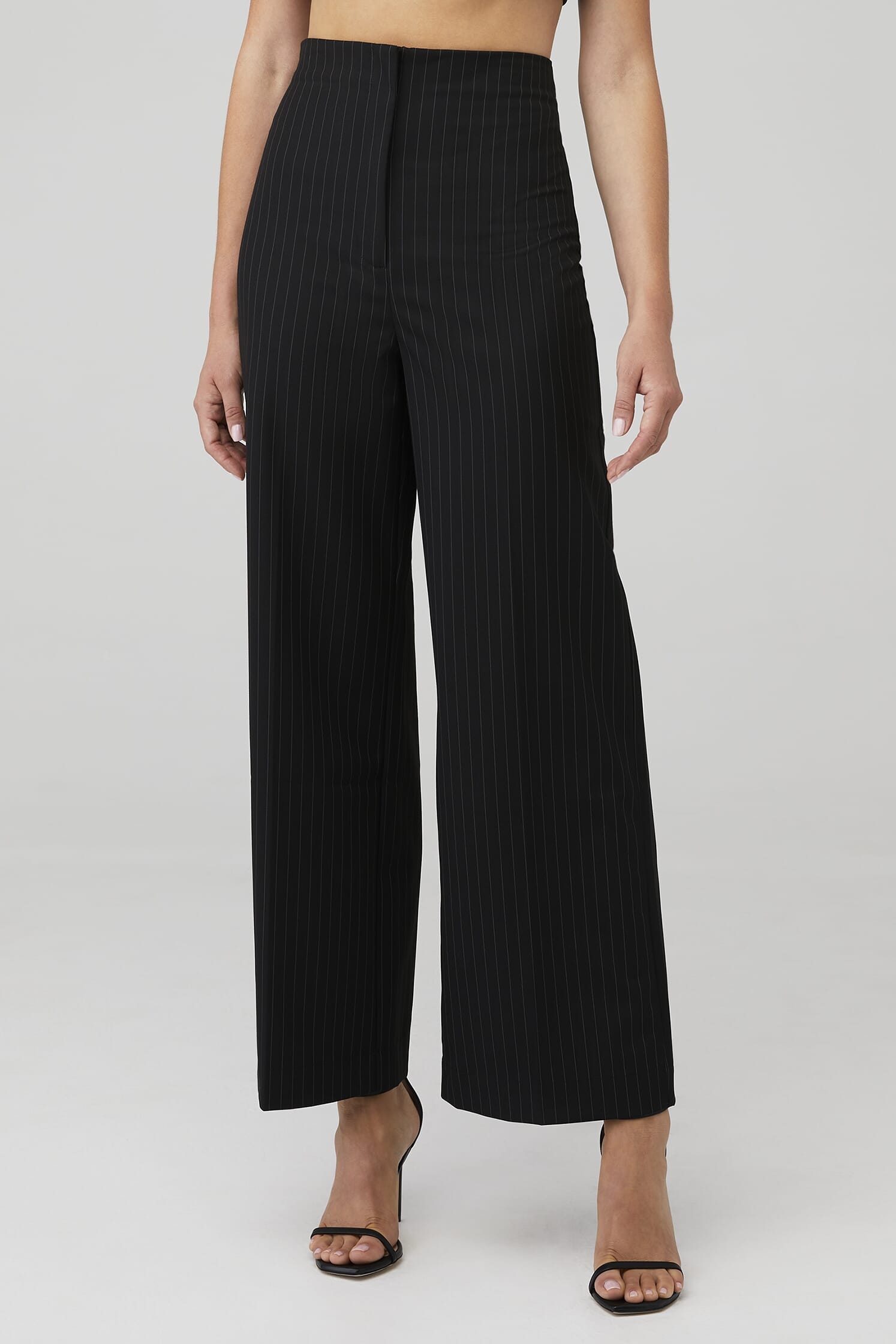 Bardot | Pin Stripe Wide Leg Pant in Black & White| FashionPass