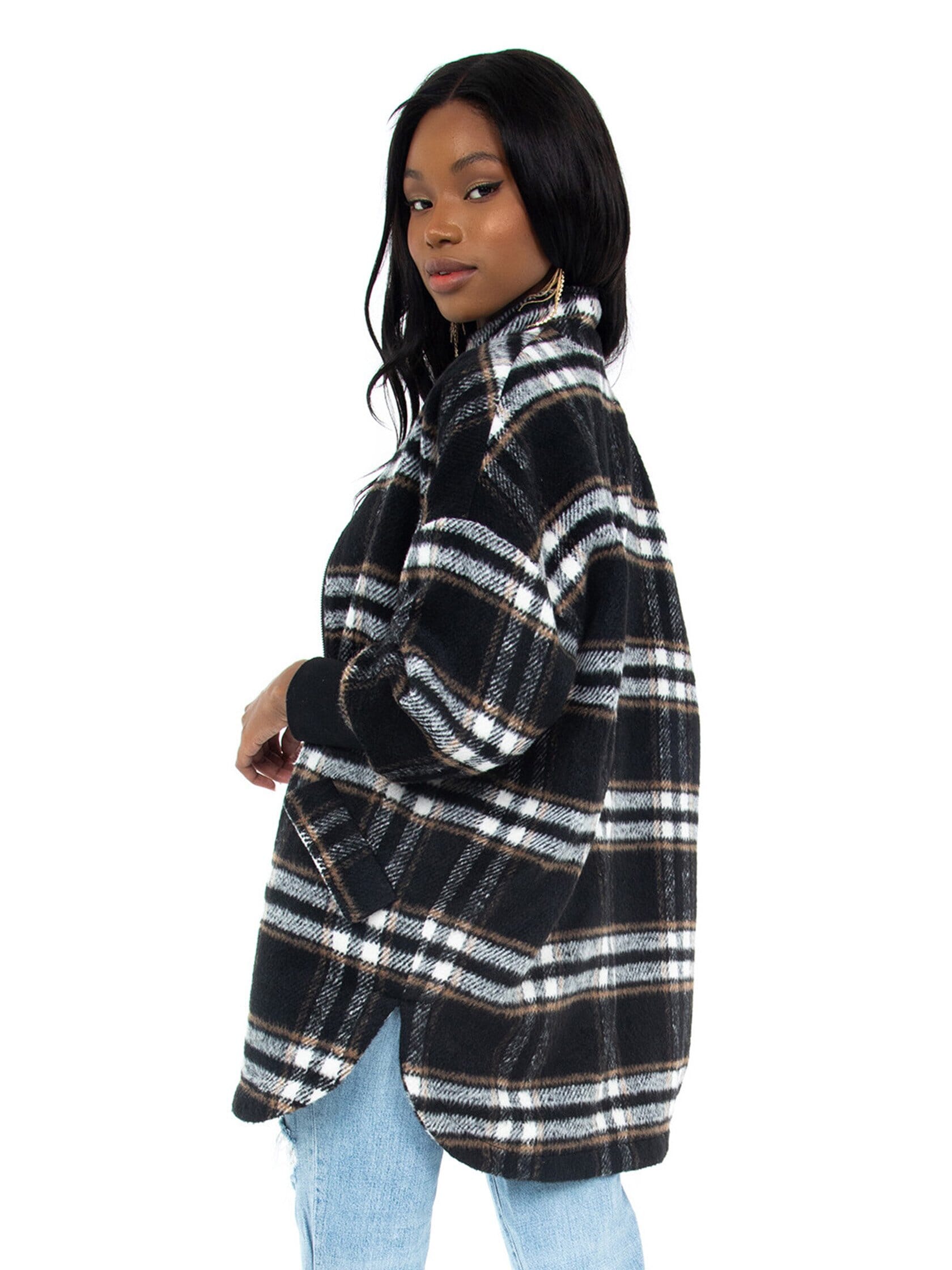 BB Dakota | Plaid Times Coat in Black| FashionPass