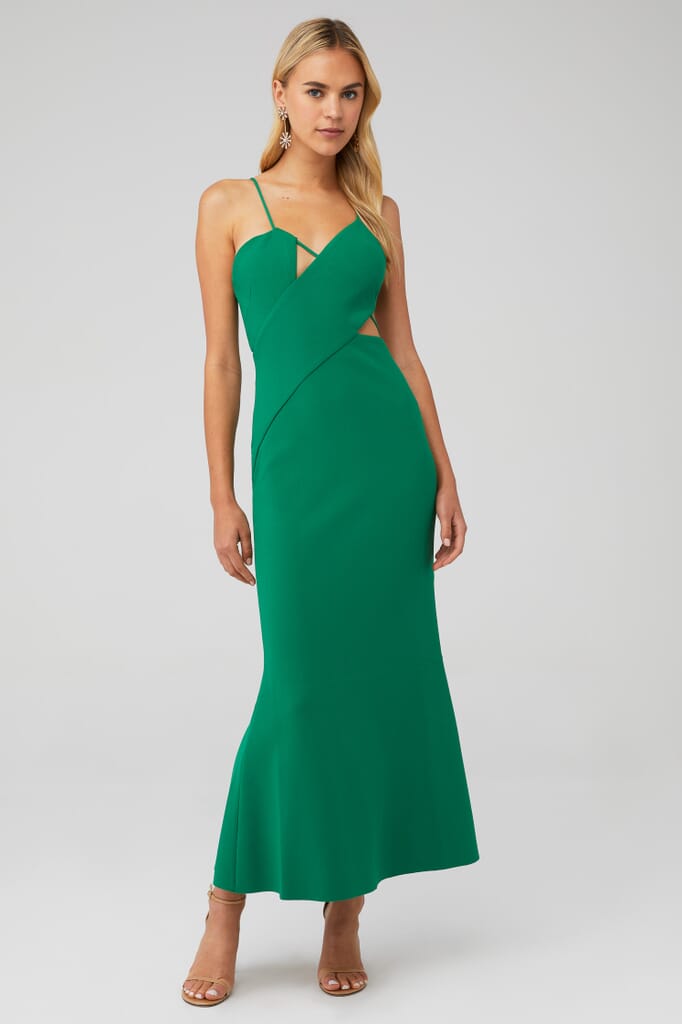 asymmetrical green dress Cowl Front Asymmetrical Satin Bridesmaid Dress - Moss Green
