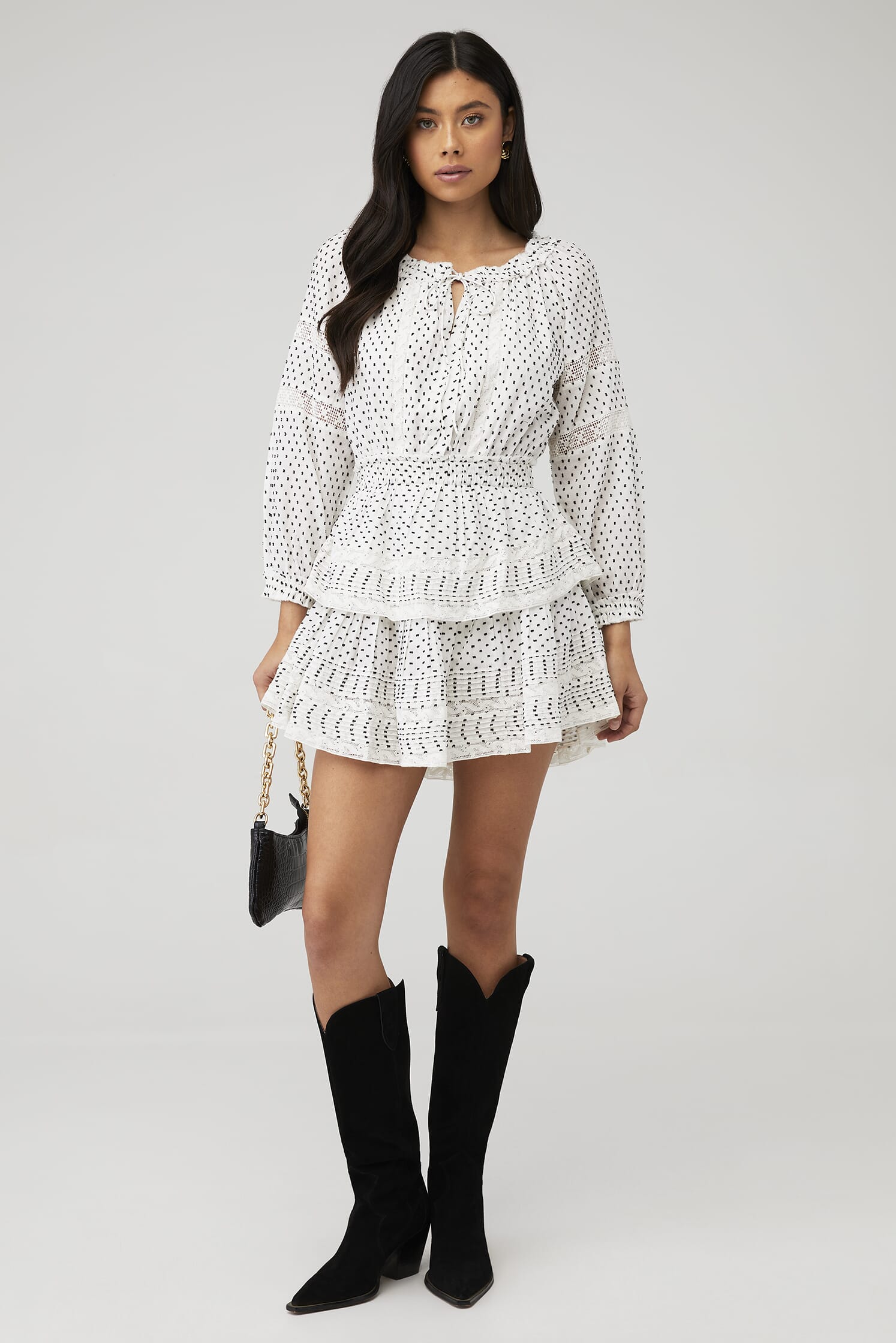 LoveShackFancy | Popover Dress in Antique White Dot| FashionPass LoveShackFancy | Popover Dress in Antique White Dot| FashionPass