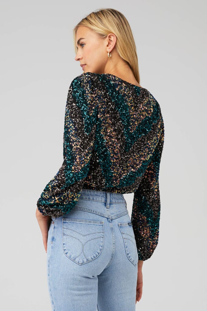 Astr Primadonna Sequin Top In Sequin Sunset Fashionpass