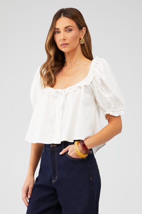 WeWoreWhat | Puff Sleeve Top in Ivory| FashionPass