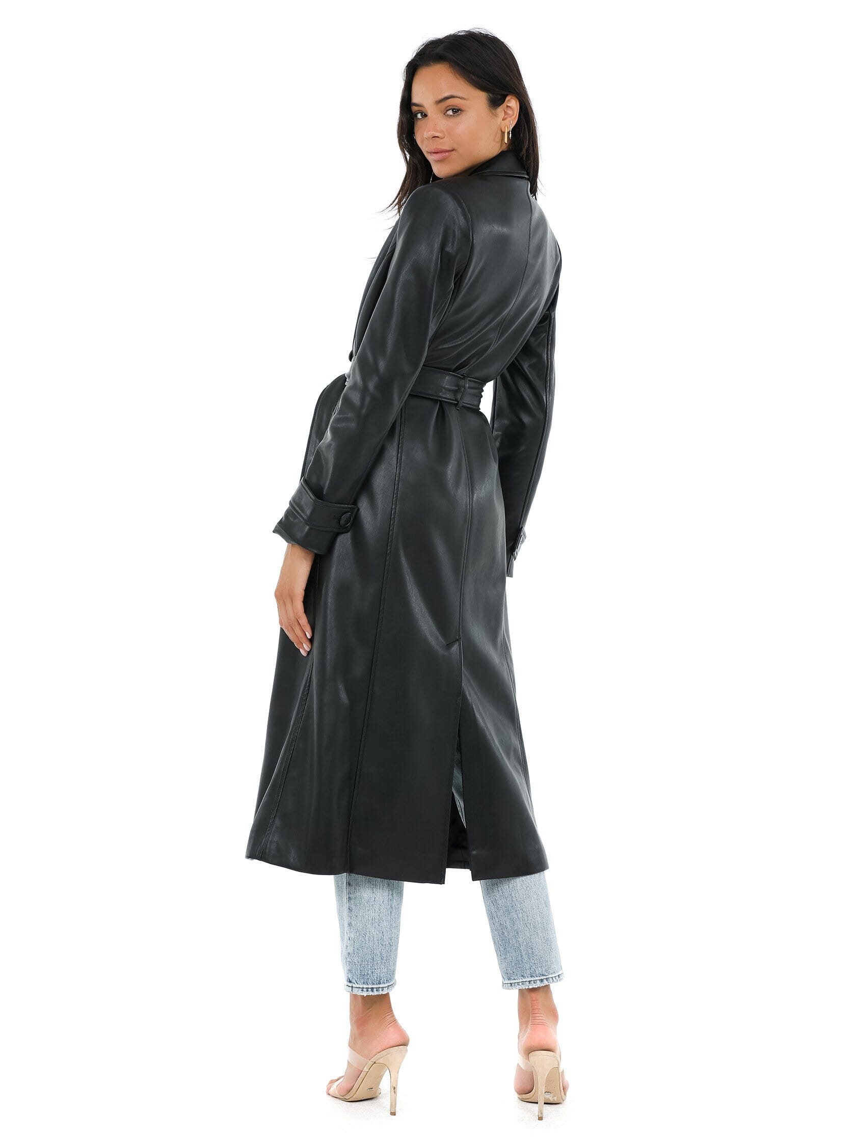 Bardot | Pu Trench Coat in Black| FashionPass