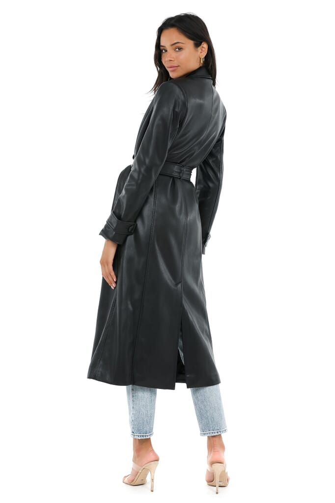 Bardot Pu Trench Coat in Black