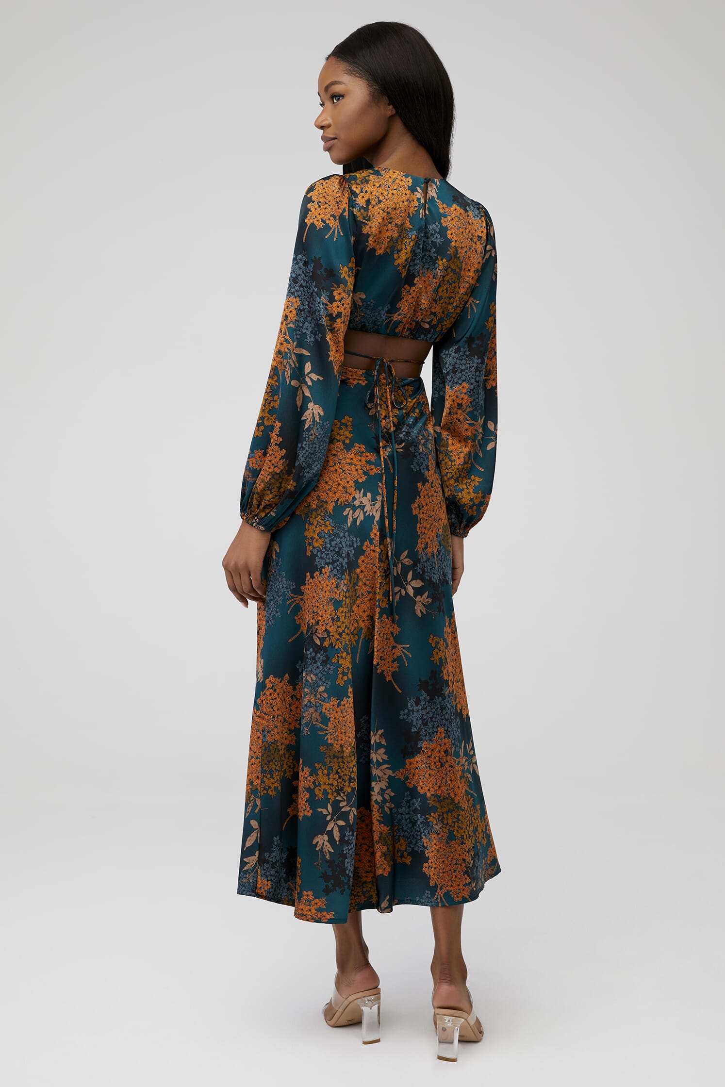 ASTR | Quinn Dress in Green Rust Floral | FashionPass