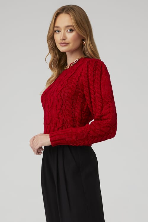 For Love Lemons Quinn One Shoulder Sweater in Red FashionPass