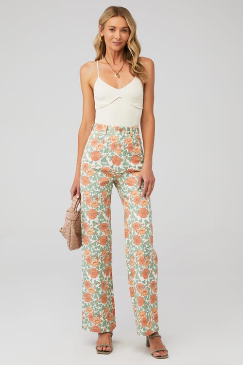 Rolla's | Rambling Floral Heidi Pant in Apricot| FashionPass