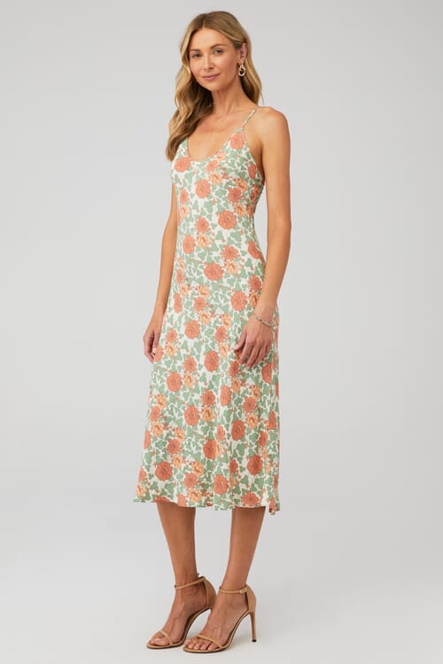 ROLLAS | Rambling Floral Margaux Slip Dress in Apricot| FashionPass