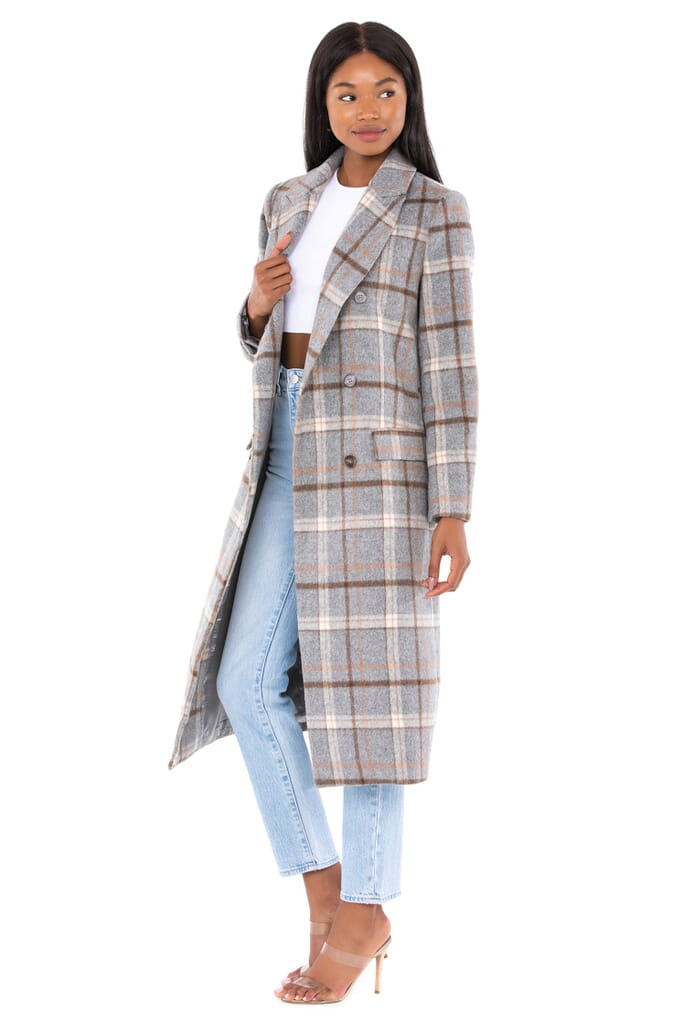 Grey shop tartan coat