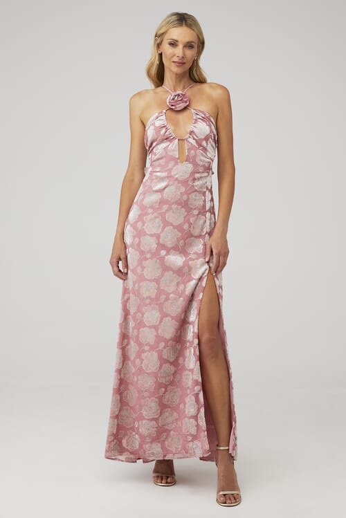 For Love selling and Lemons Floral Pattern X UO Tropical Palm Cutout Boho Maxi Dress