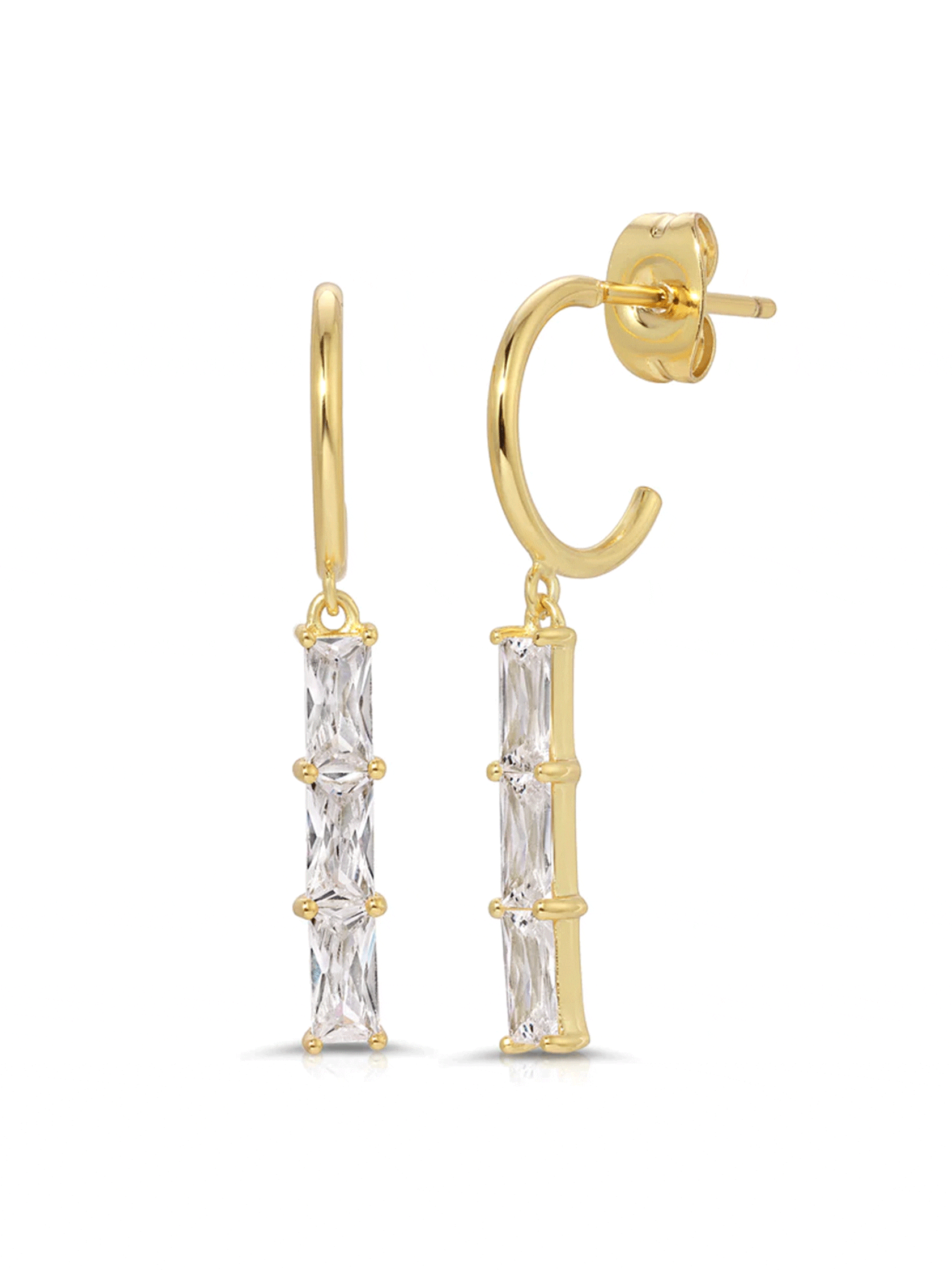 Joy Dravecky | Rayna Baguette Dangle Earring in Gold| FashionPass