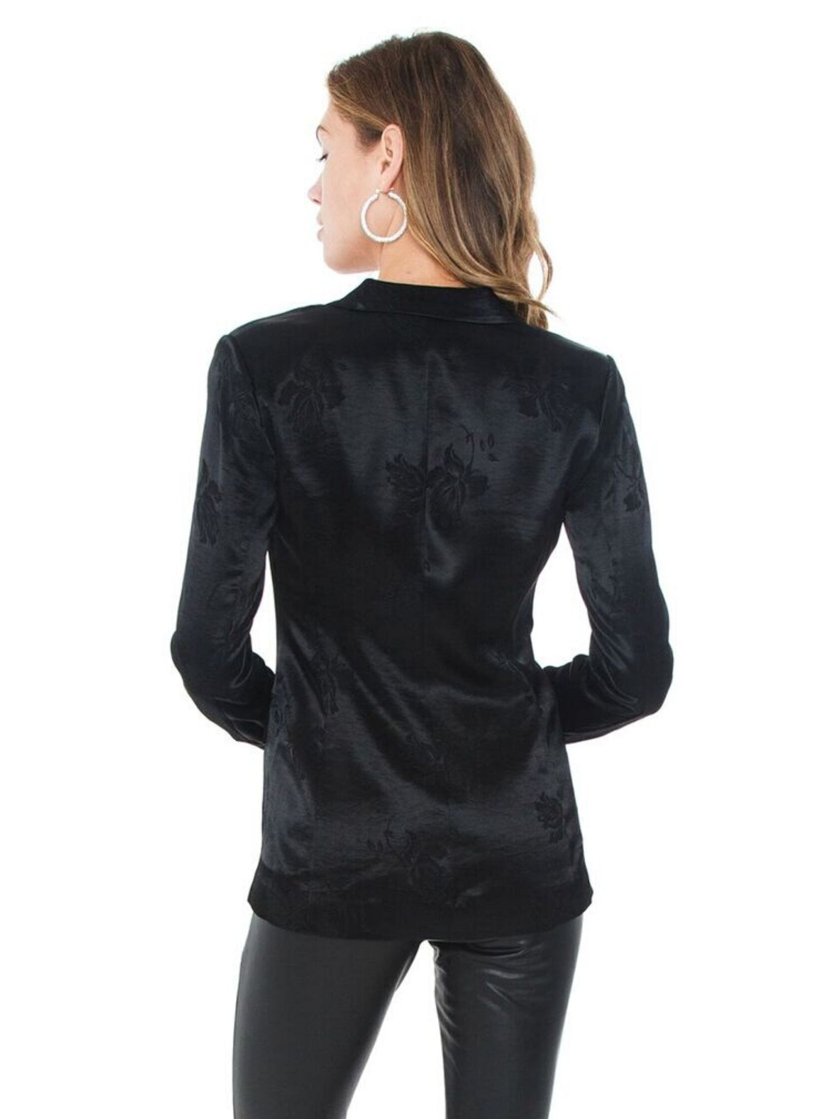 1.STATE Relaxed Fit Floral Jacquard Blazer in Rich Black