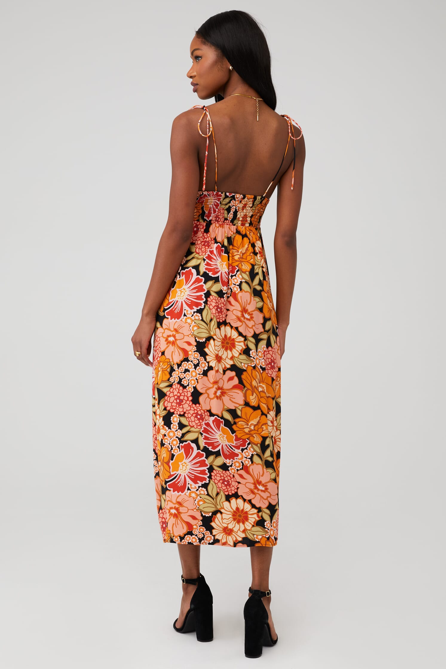 sleeveless black dress midi FARM Rio Black Beaded Neckline Sleeveless Midi Dress, Black / XXS