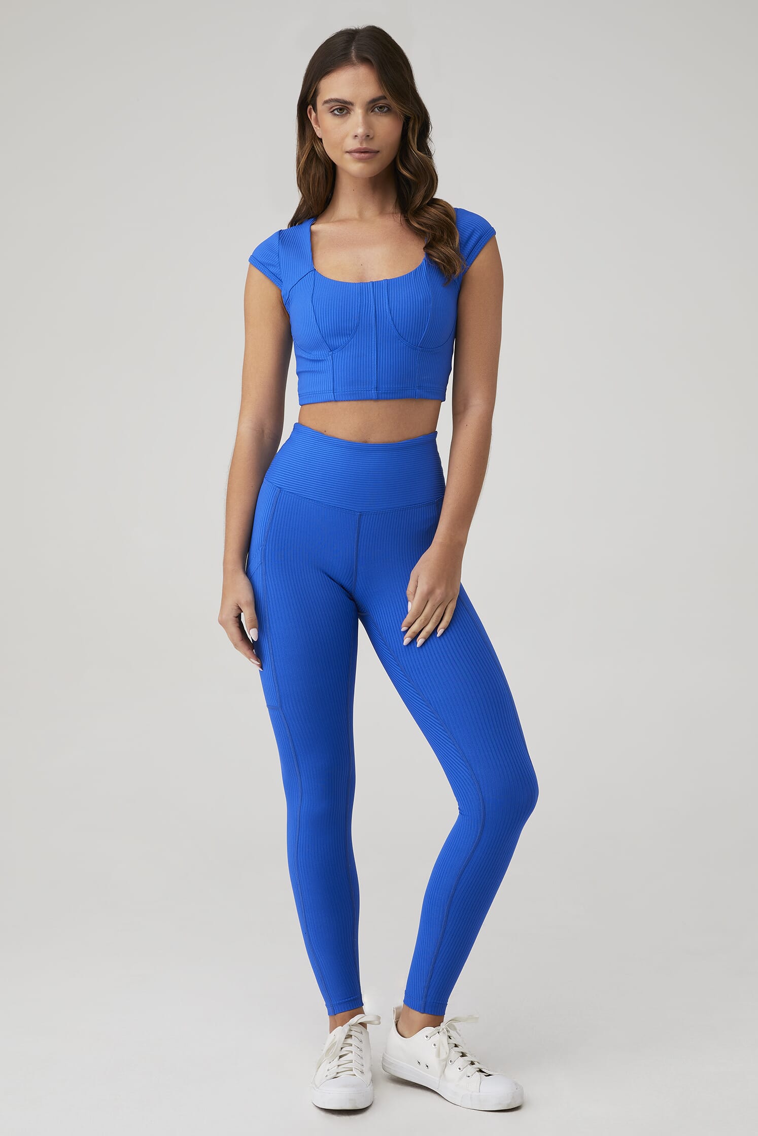 Year of Ours | Ribbed Pocket Legging in Blue Flame| FashionPass