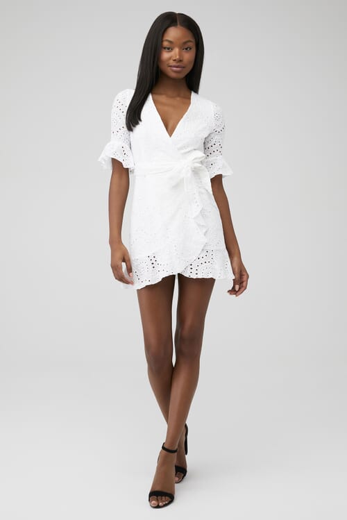 For Love Lemons Tati Pinafore Lace Dress in White FashionPass