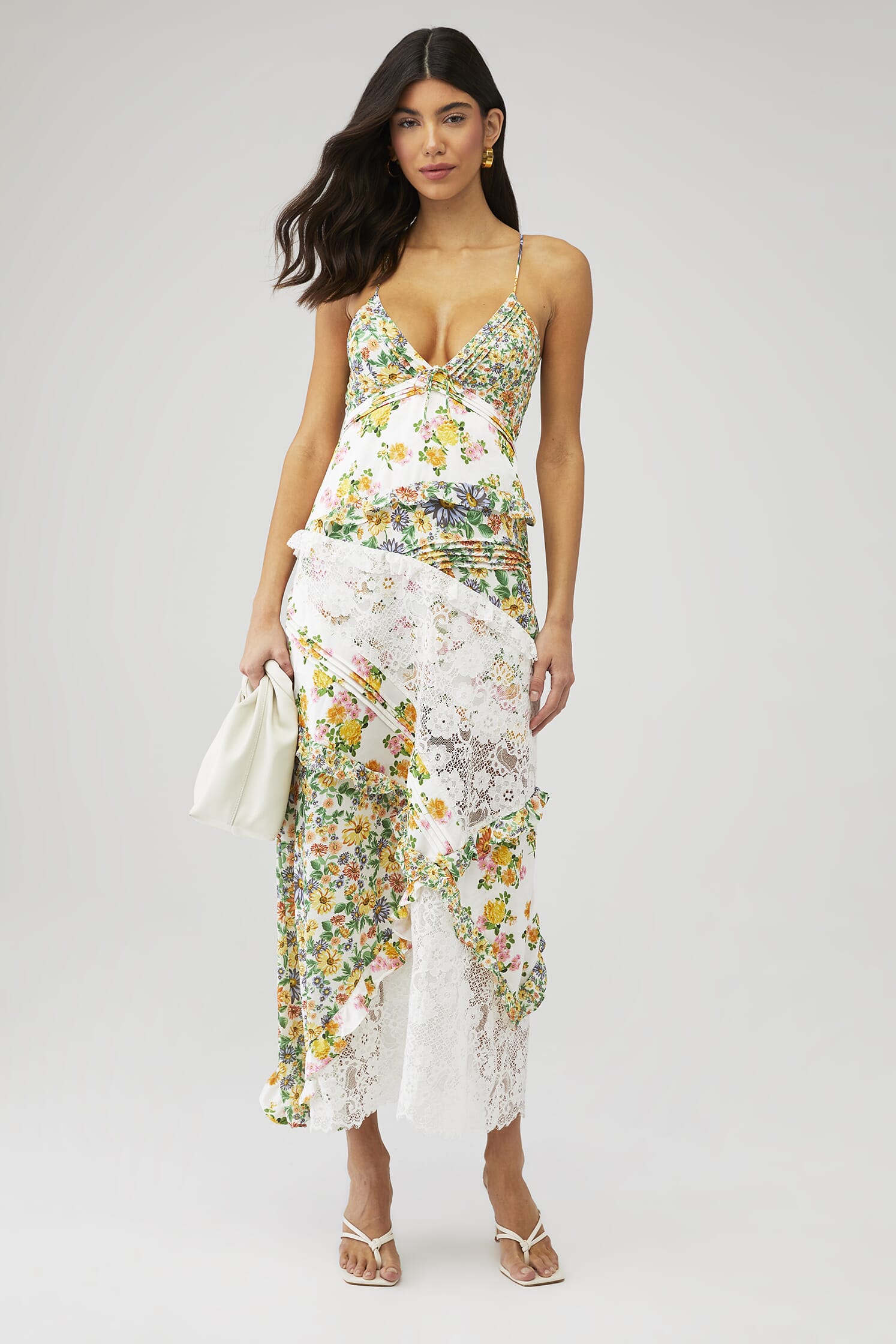 chinese dress ladies La Lune Ruched Halter Maxi Dress | Cream | Dresses