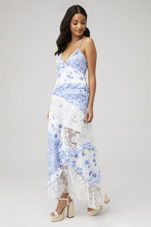 For Love & Lemons | Rosalyn Maxi Dress in Blue| FashionPass