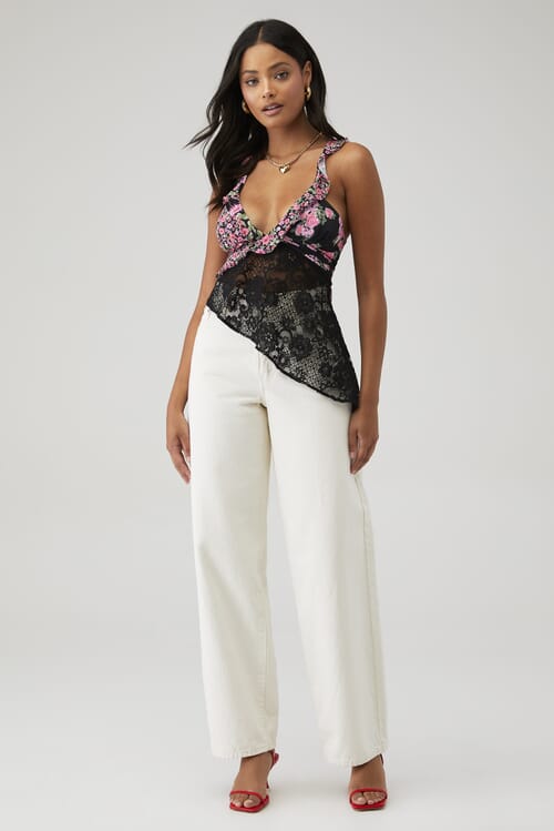 For Love & Lemons | Rosalyn Top in Black| FashionPass