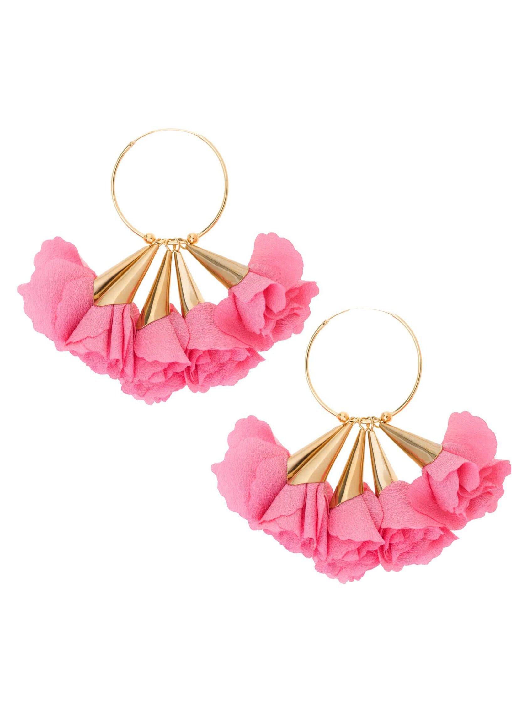 SHASHI Rose Hoop Earrings in Pink/Gold