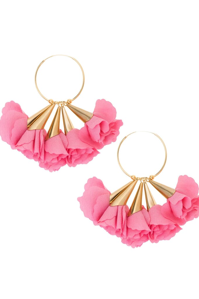 SHASHI Rose Hoop Earrings in Pink/Gold