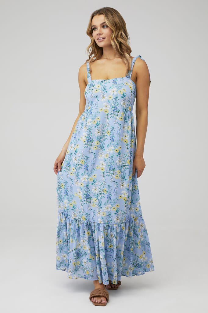 YUMI KIM | Rosette Dress in Eden Blue| FashionPass