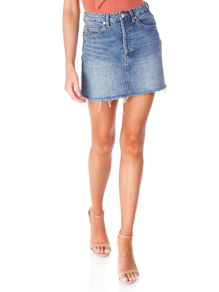 Free People Rugged ALine Skirt in Denim Blue FashionPass