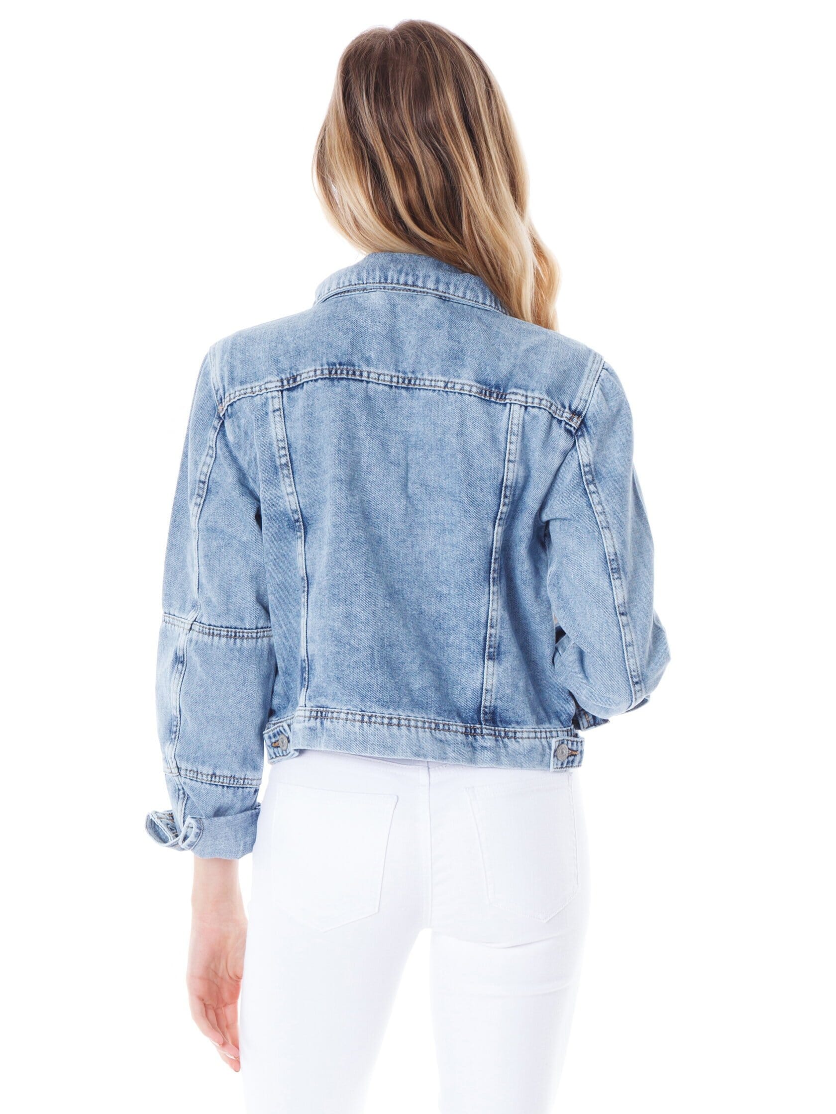 Travel Life Denim Jacket In Light Pink Curves • Impressions Online