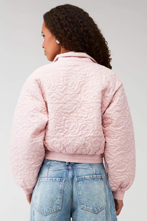 For Love & Lemons | Rylee Cropped Puffer Coat in Pink| FashionPass