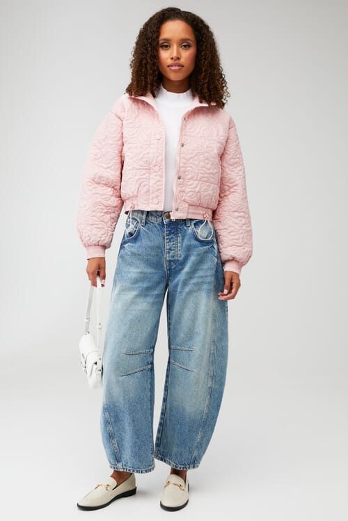 For Love & Lemons | Rylee Cropped Puffer Coat in Pink| FashionPass