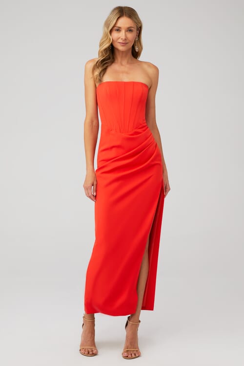 Orange bardot hot sale dress