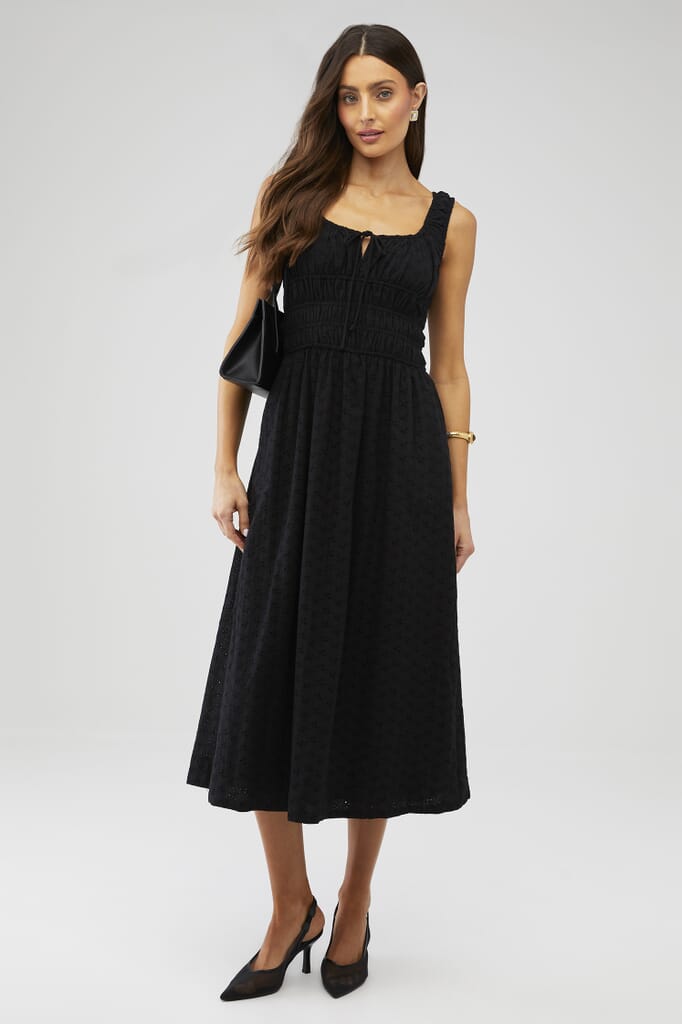 knee length dresses for ladies Parker KNOB-FRONT Midi Dress Olive Green / M main image 1