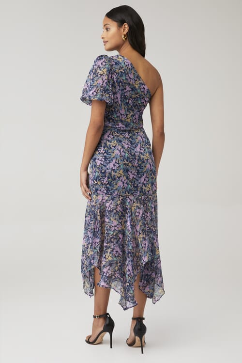 ASTR | Santorini Dress in Navy Lilac Floral| FashionPass