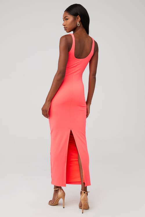 Good American | Scuba Modern Tank Maxi Dress in Fiery Coral