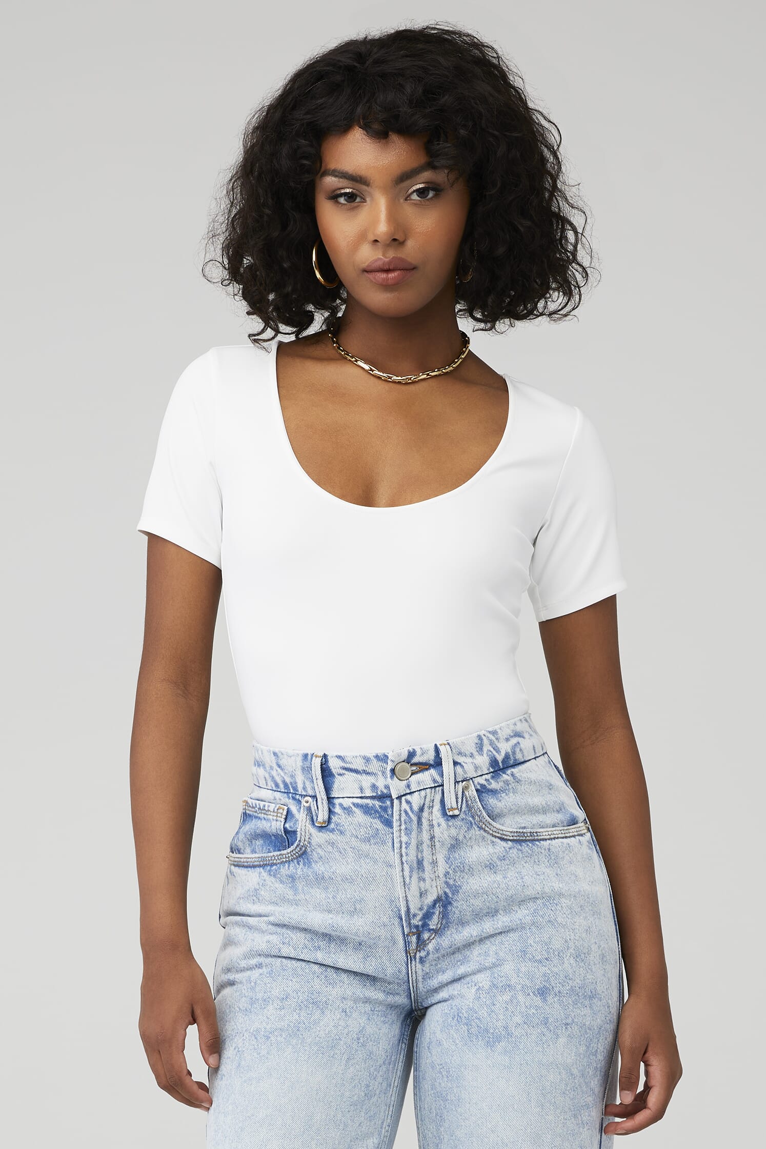 COTTON CROPPED TEE  WHITE001 - GOOD AMERICAN