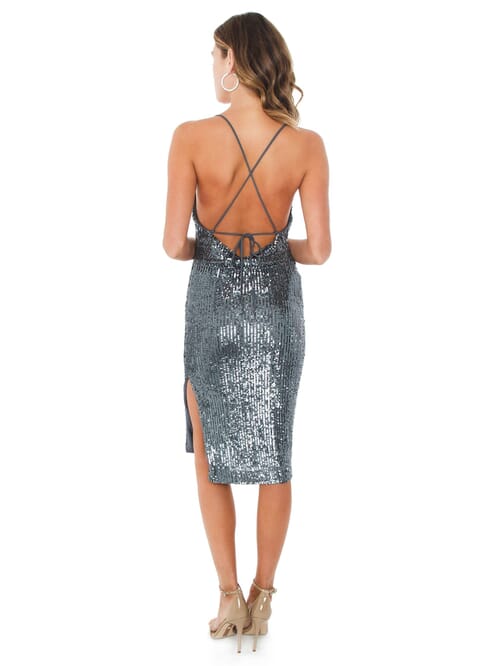 gunmetal sequin dress