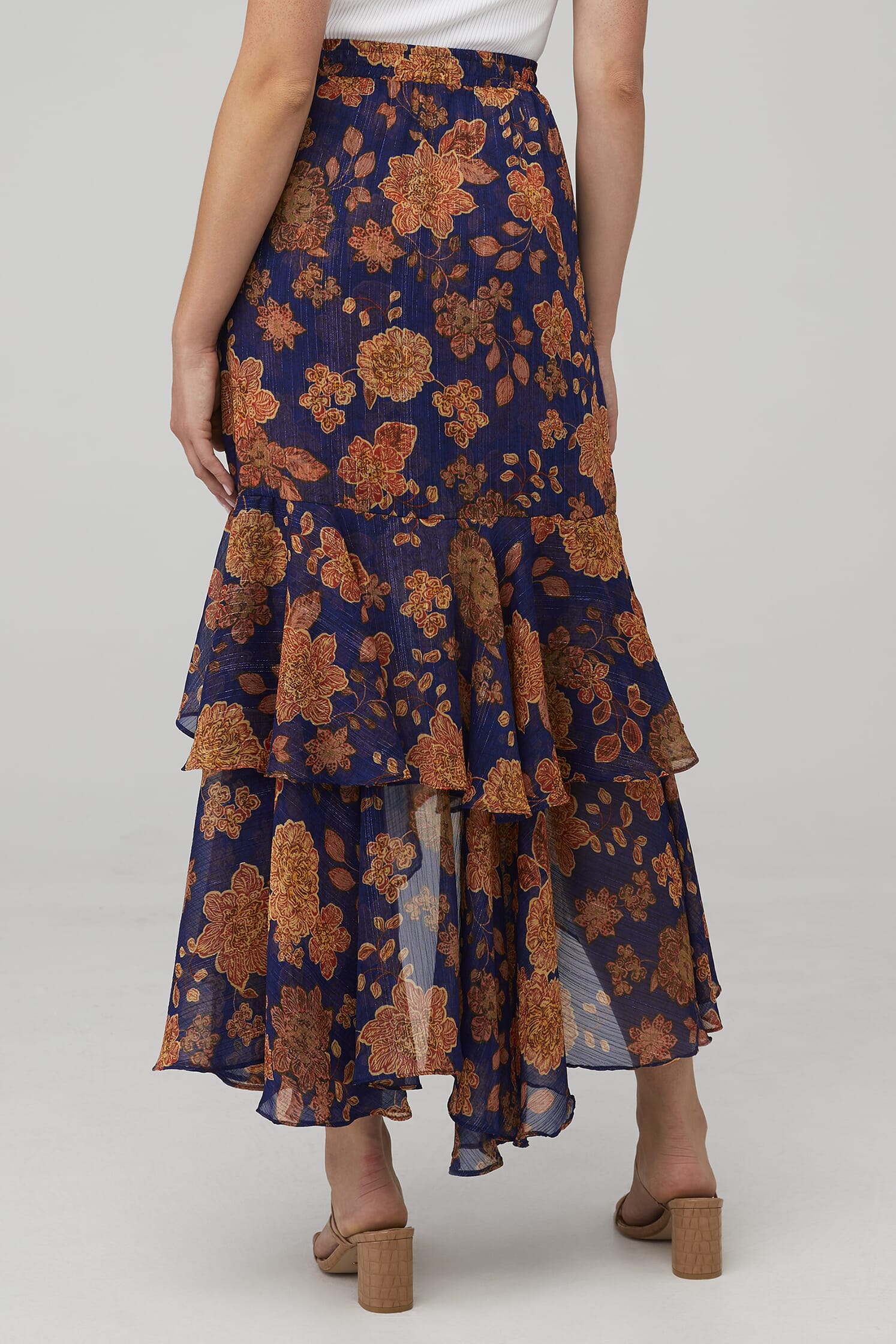 MISA Los Angeles Seva Skirt in Blue Marigold Flora FashionPass