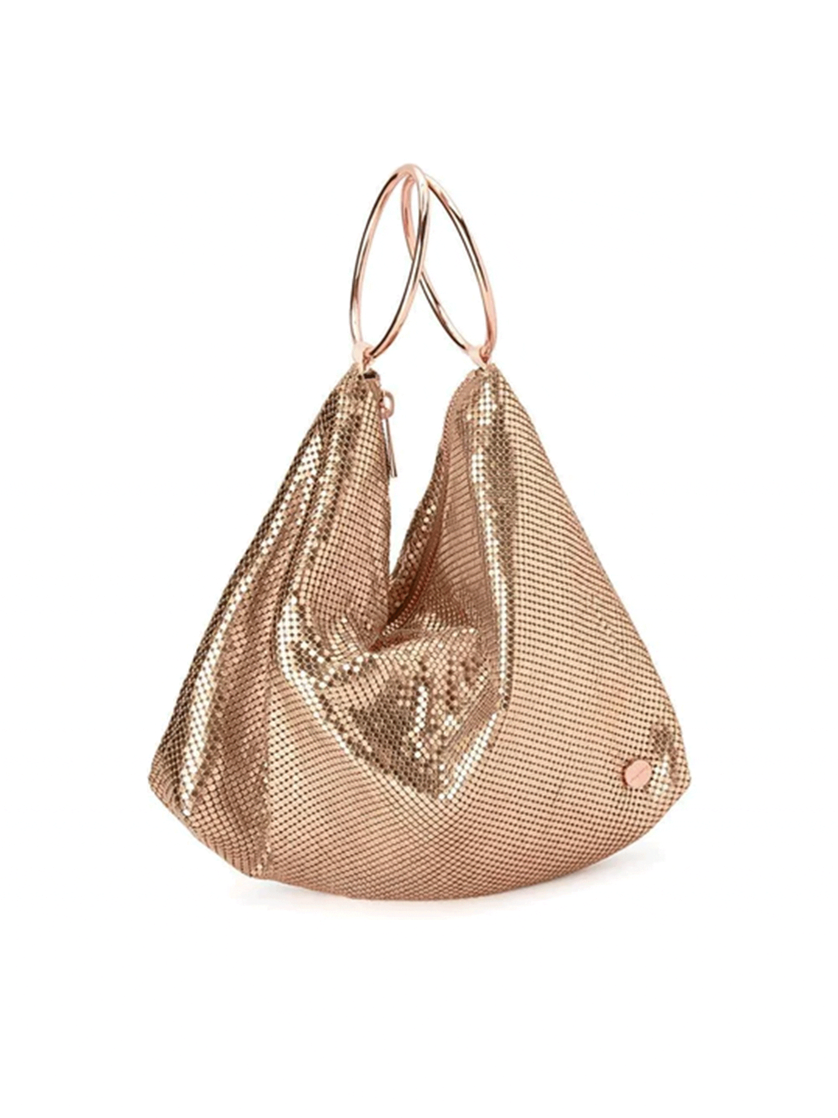 Olga Berg Shar Mesh Convertible Bag in Rose Gold FashionPass