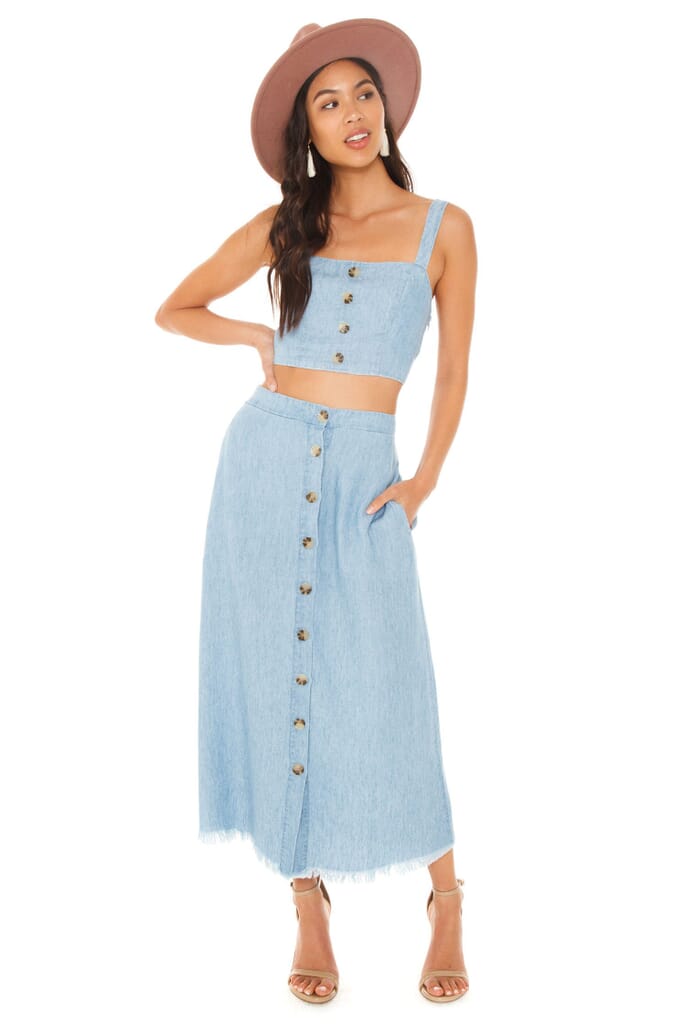 Show Me Your Mumu | Sharon Skirt in Anchor Chambray| FashionPass