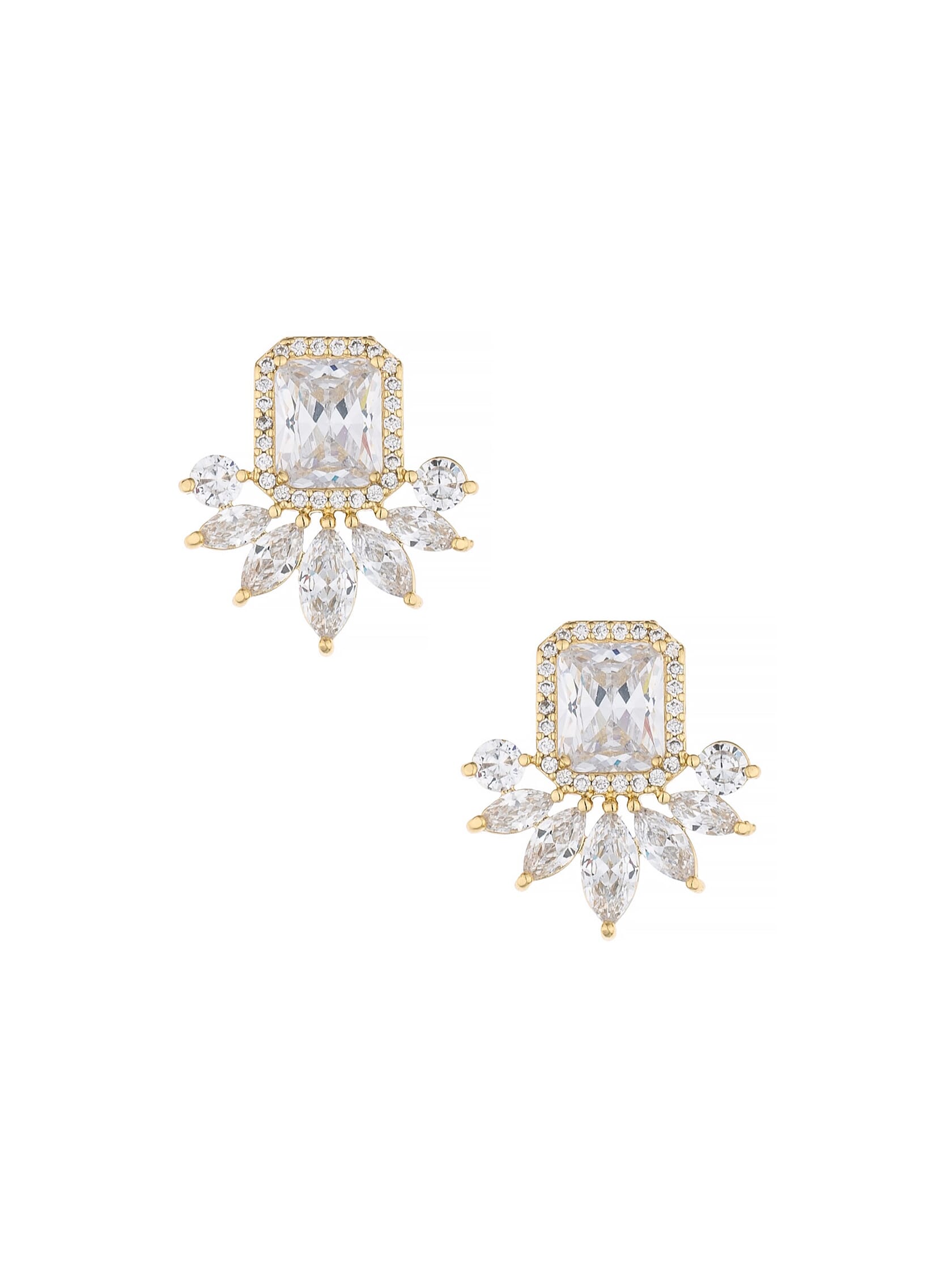 Ettika Shine Crystal Stud Earrings in Gold FashionPass